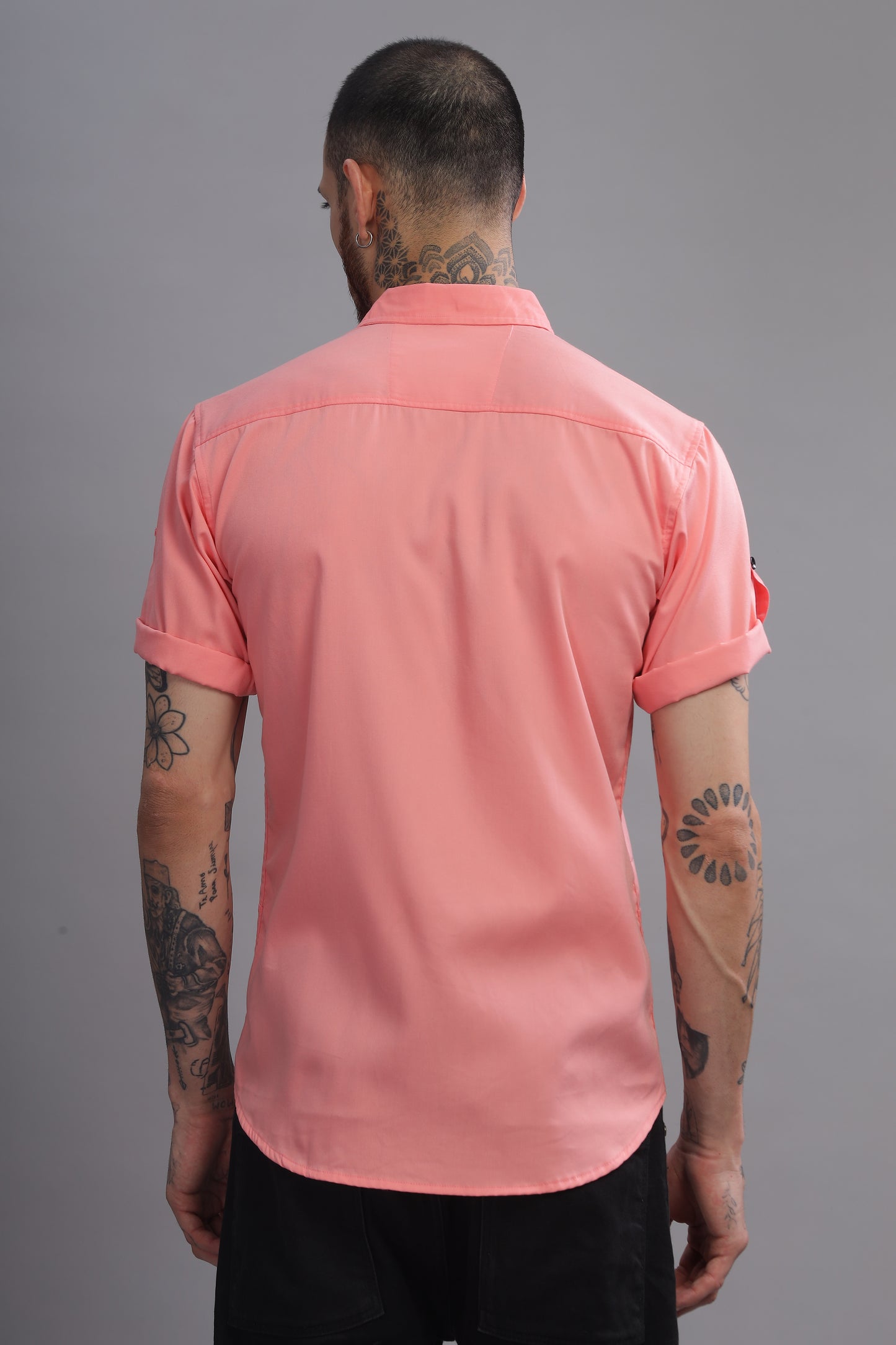 Cotton Coral Pink Color Half Sleeve Shirt