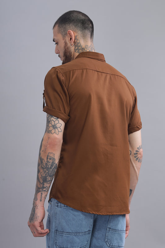 Cotton Brown Color Half Sleeve Shirt