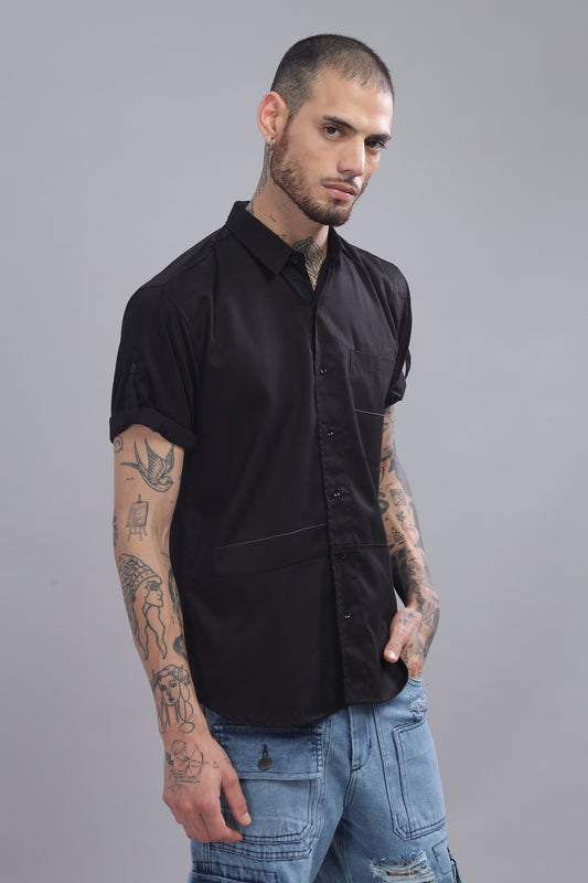 Cotton Black Color Half Sleeve Shirt