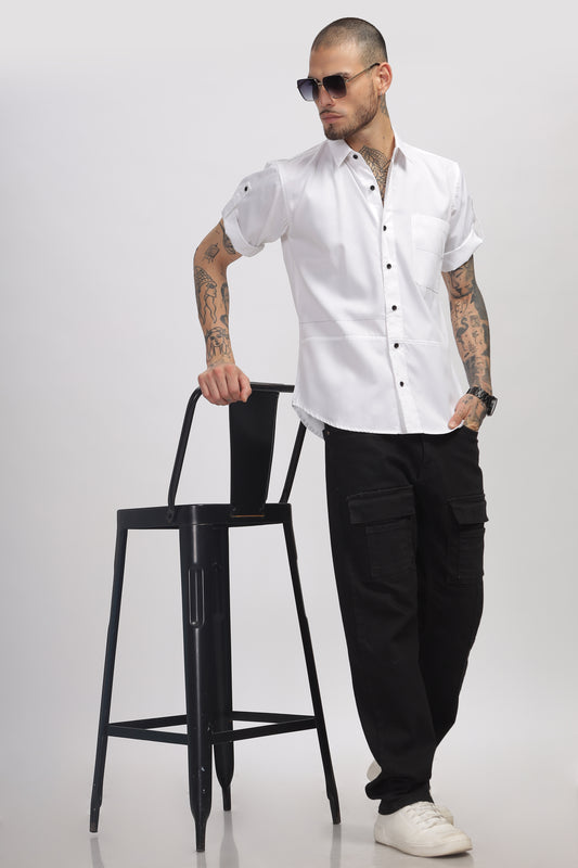 Cotton White Color Full Sleeve Shirt