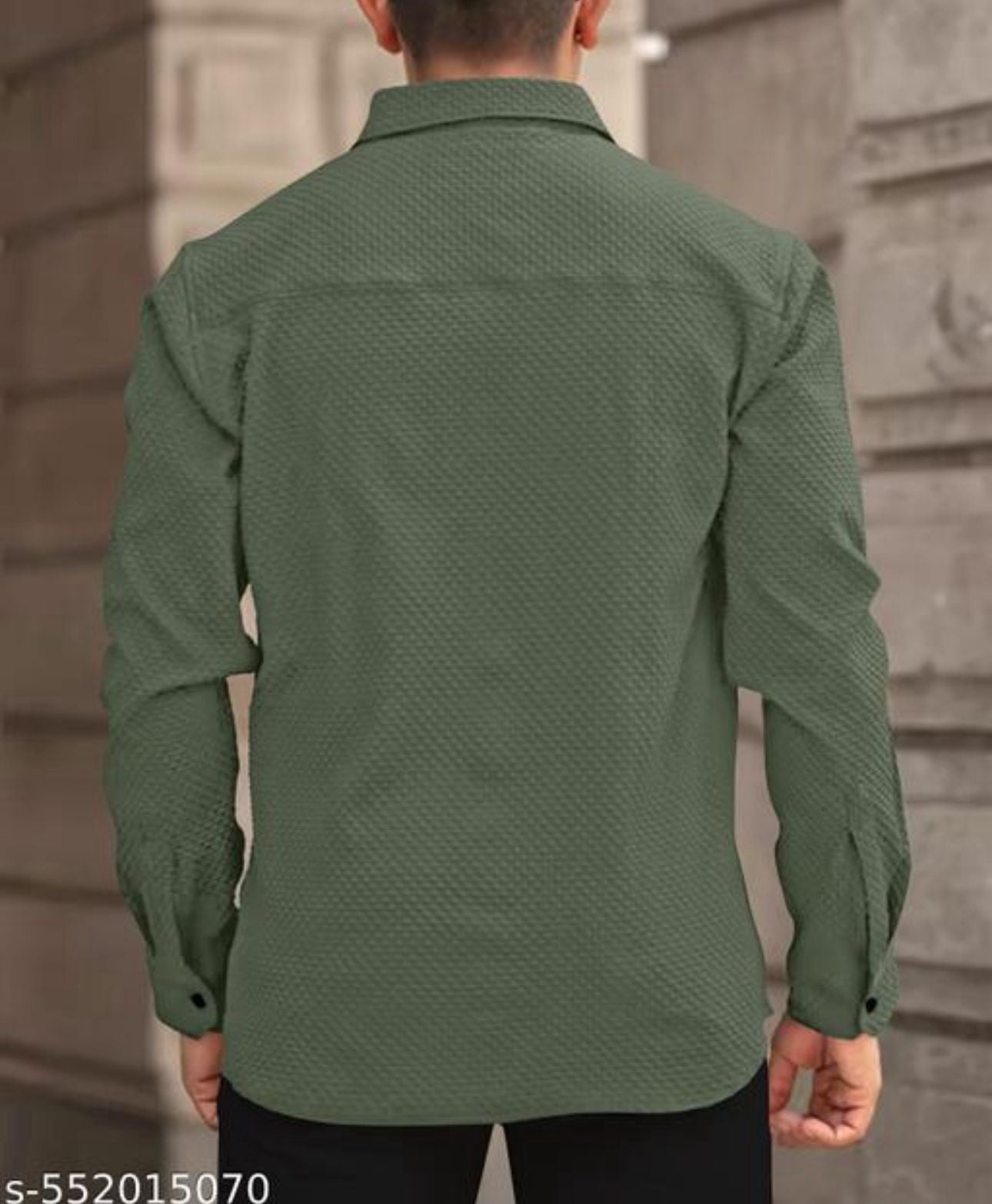 Green Color Popcorn Full Sleeve Shirt