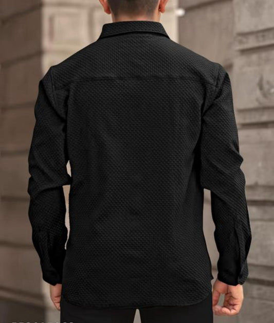 Black Color Popcorn Full Sleeve Shirt