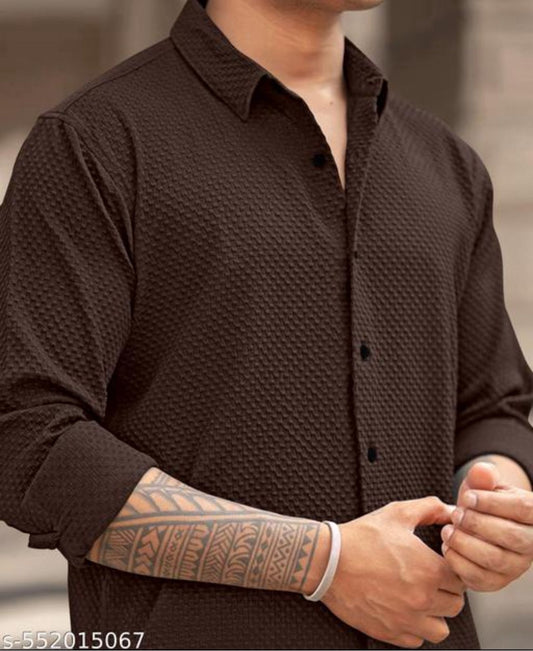 Brown Color Popcorn Full Sleeve Shirt