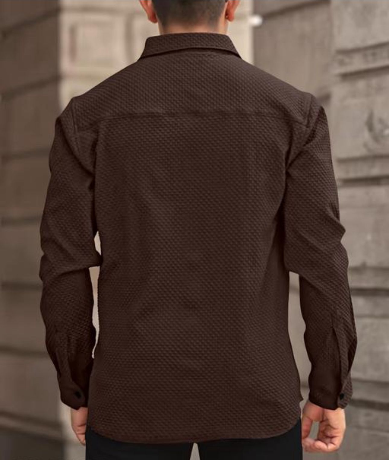 Brown Color Popcorn Full Sleeve Shirt