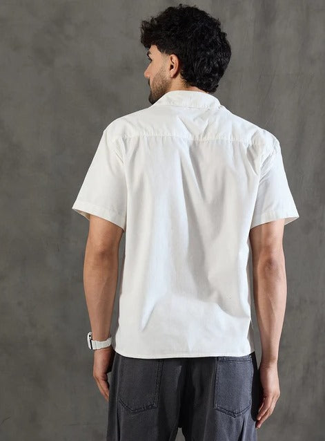 White Butterfly Lycra Half Sleeve Shirt