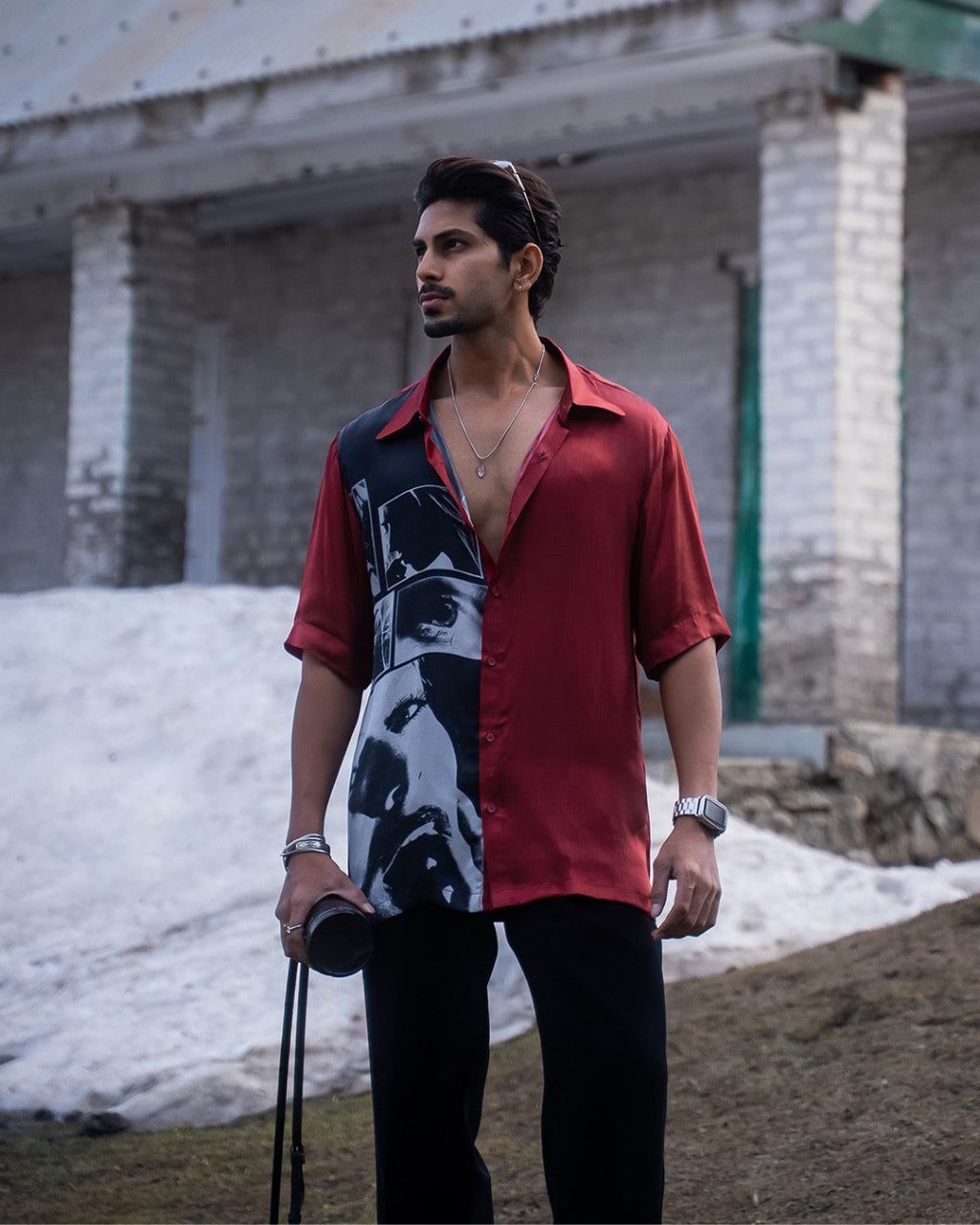 Lycra Maroon Half Sleeve Shirt