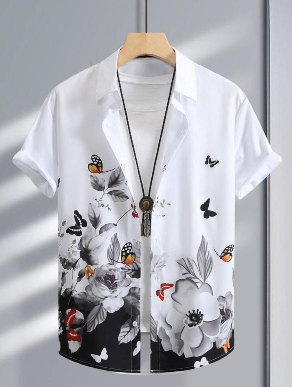 Black And White Color Lycra Half Sleeve Shirt
