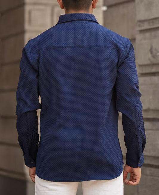 Blue Color Popcorn Full Sleeve Shirt