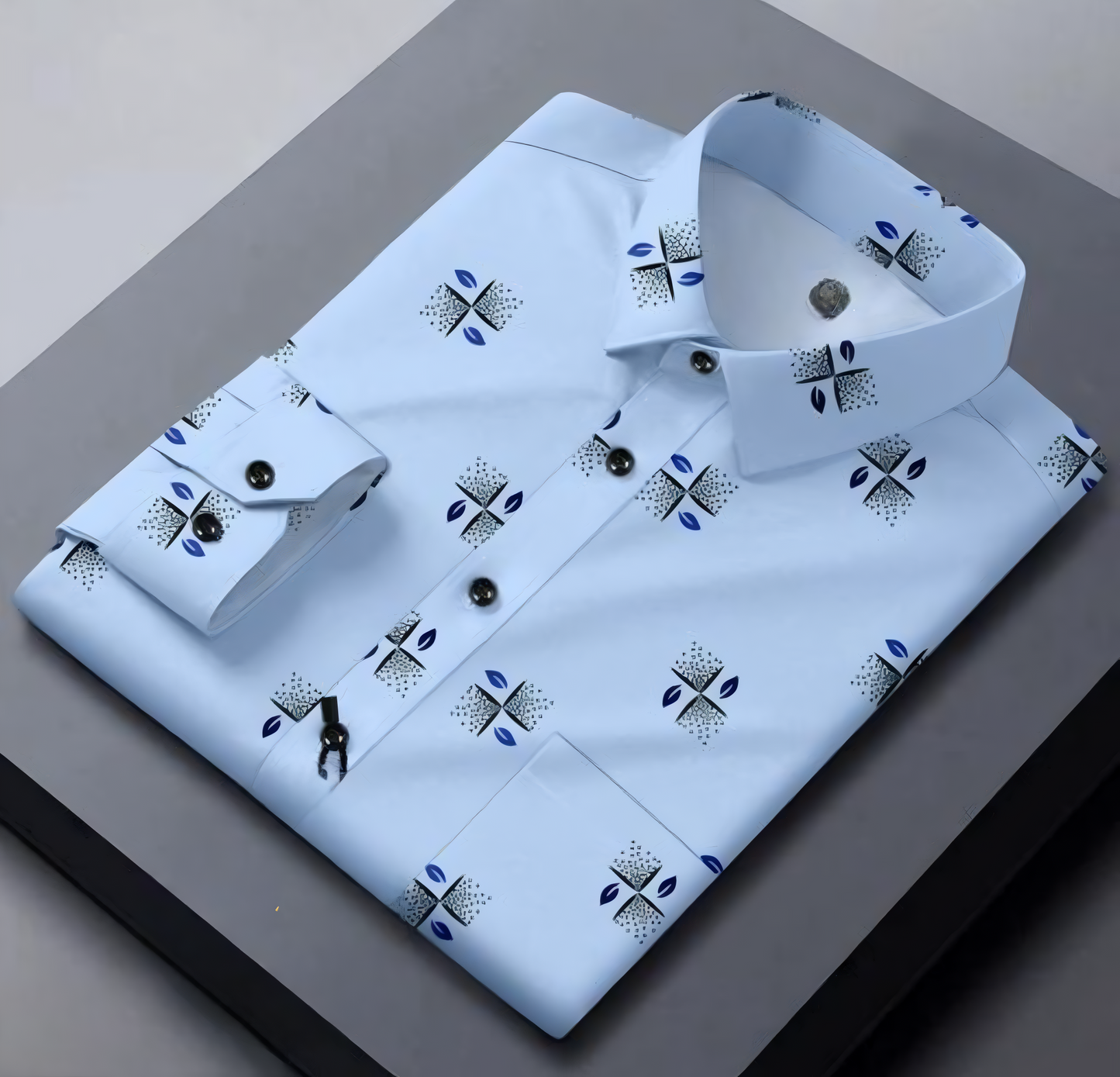 Sky Blue Color Designed Full Sleeve Shirt