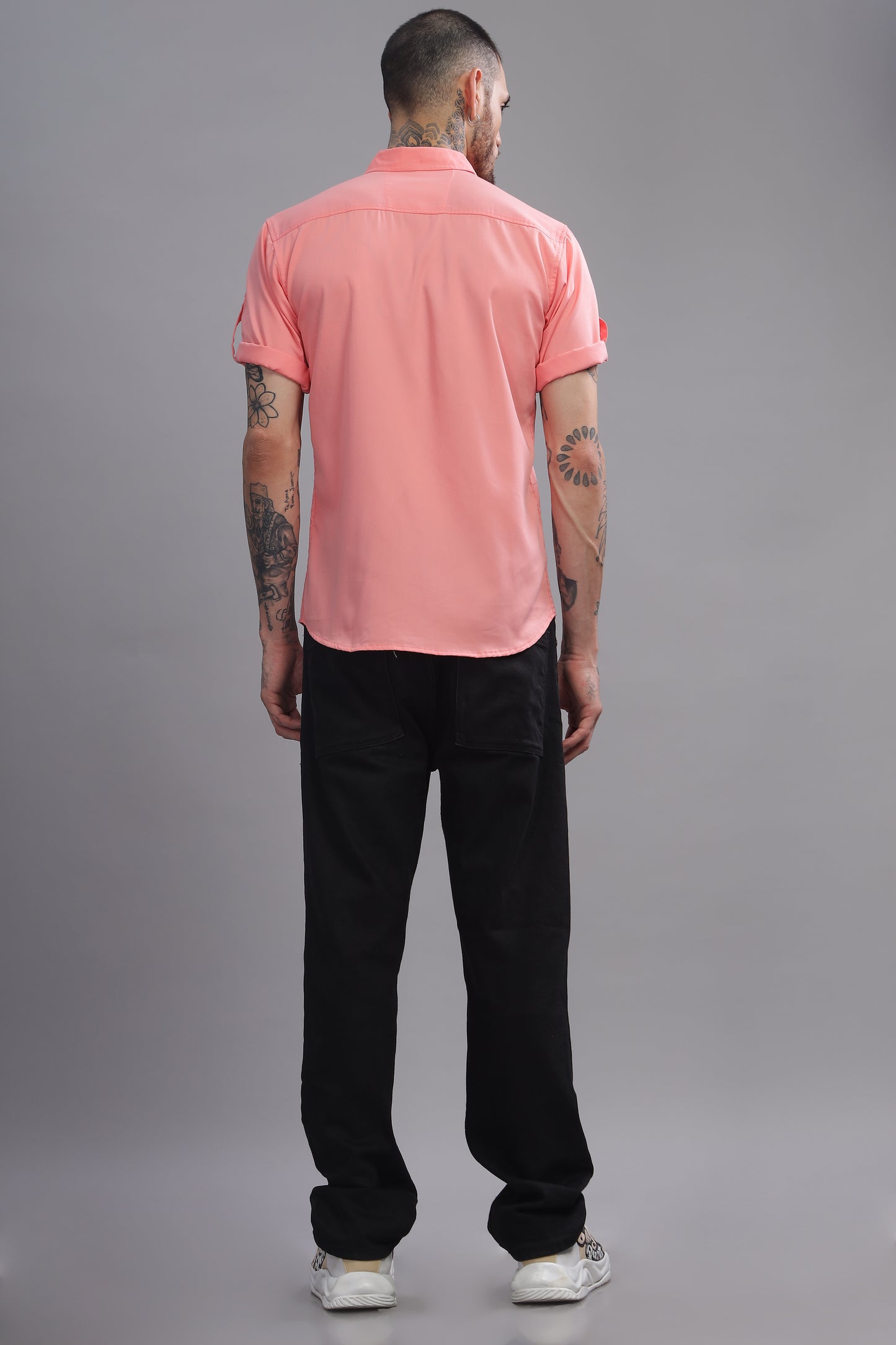 Cotton Coral Pink Color Half Sleeve Shirt