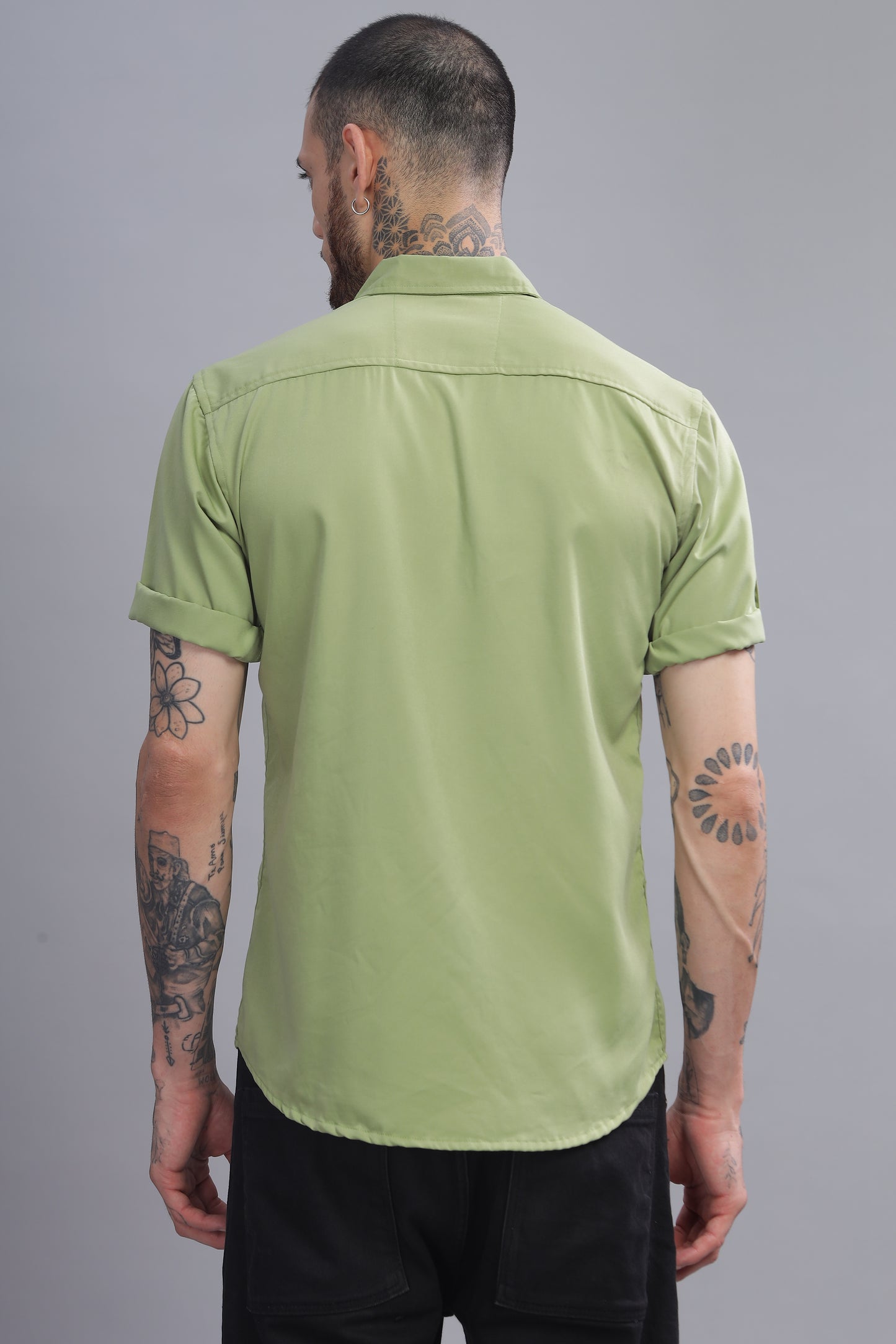 Cotton Light Green Half Sleeve Shirt