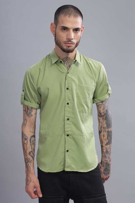 Cotton Light Green Half Sleeve Shirt