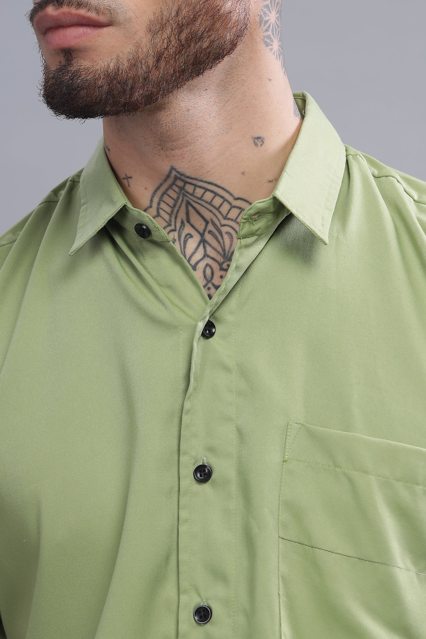Cotton Light Green Half Sleeve Shirt