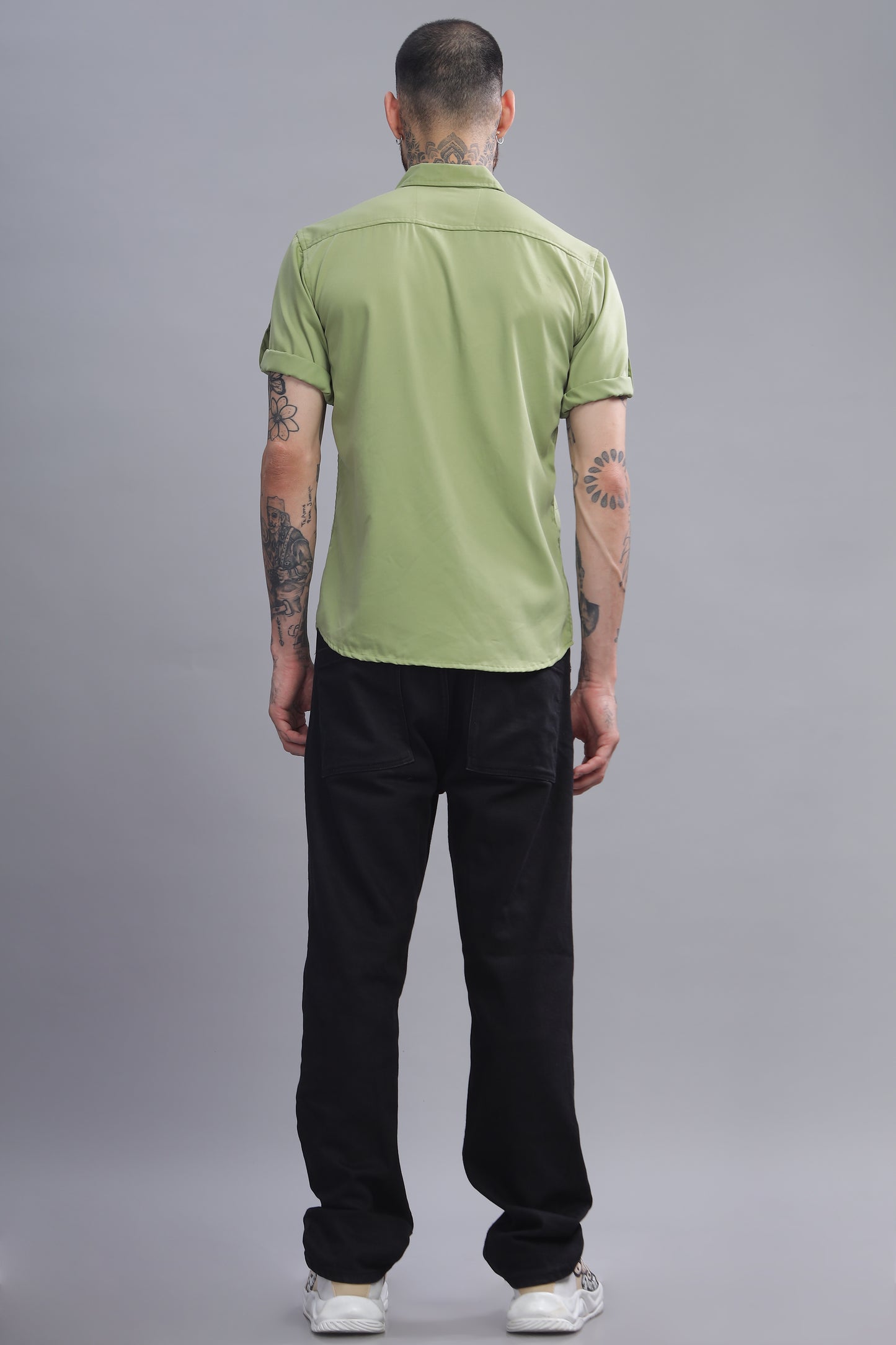 Cotton Light Green Half Sleeve Shirt