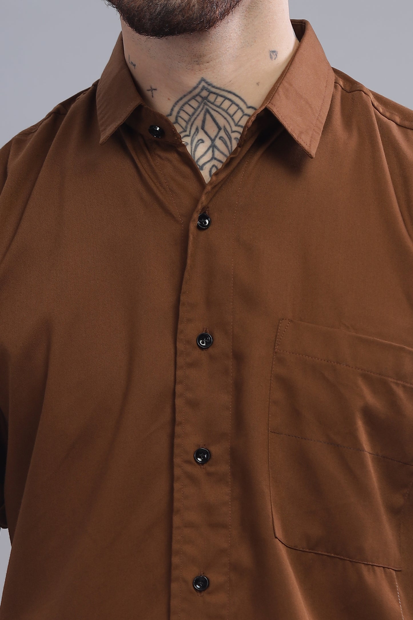 Cotton Brown Color Half Sleeve Shirt