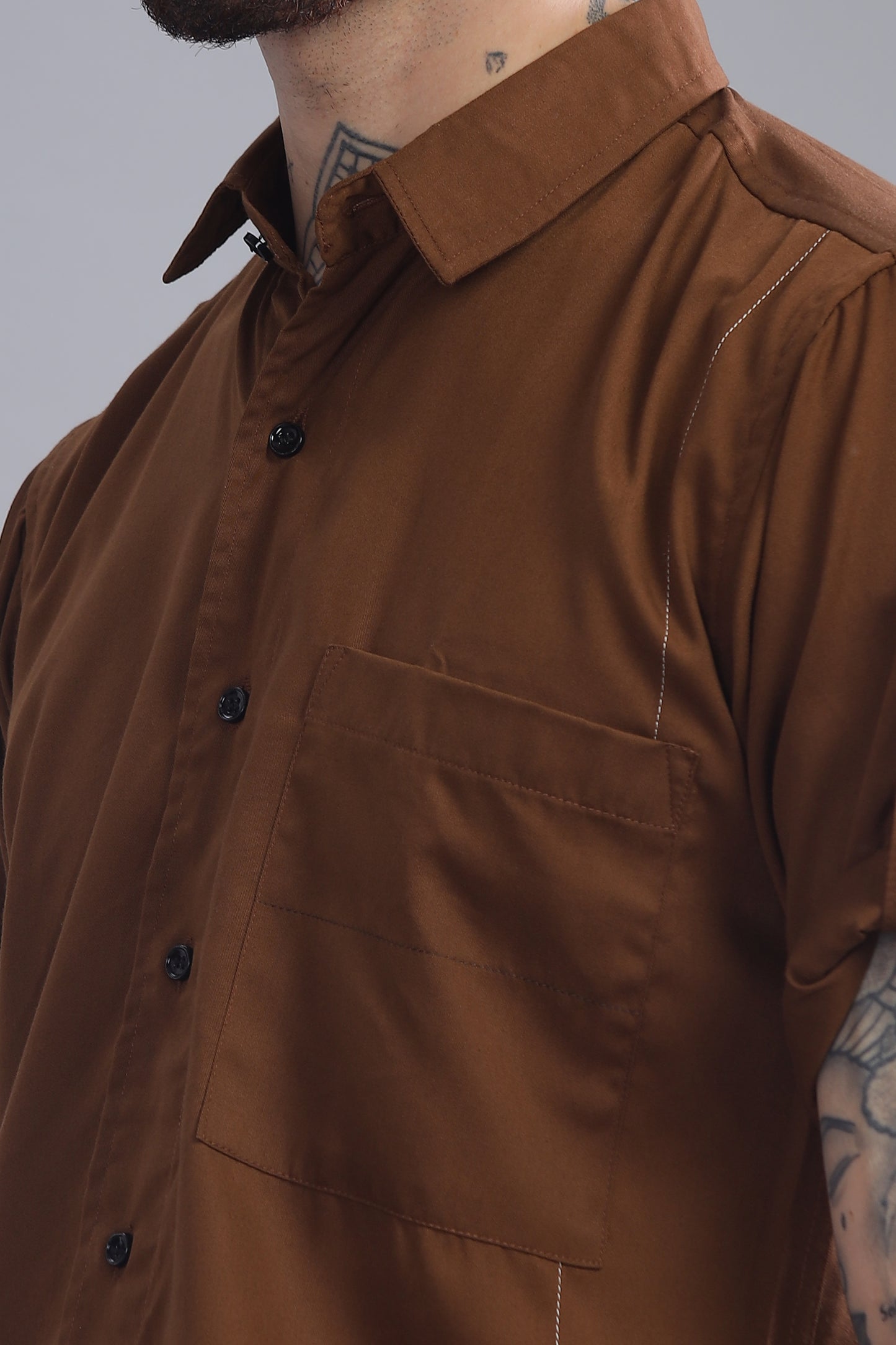 Cotton Brown Color Half Sleeve Shirt