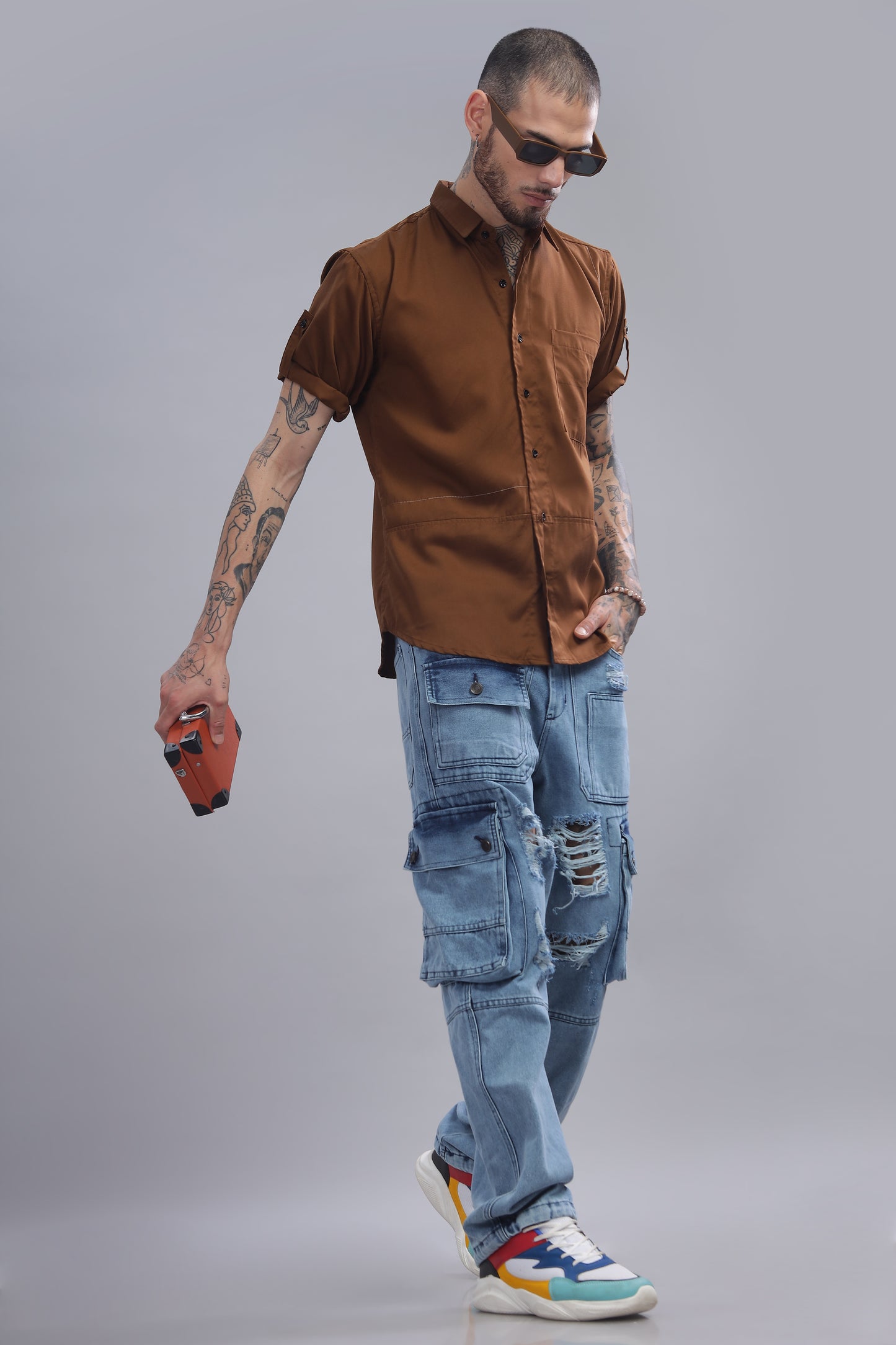 Cotton Brown Color Half Sleeve Shirt