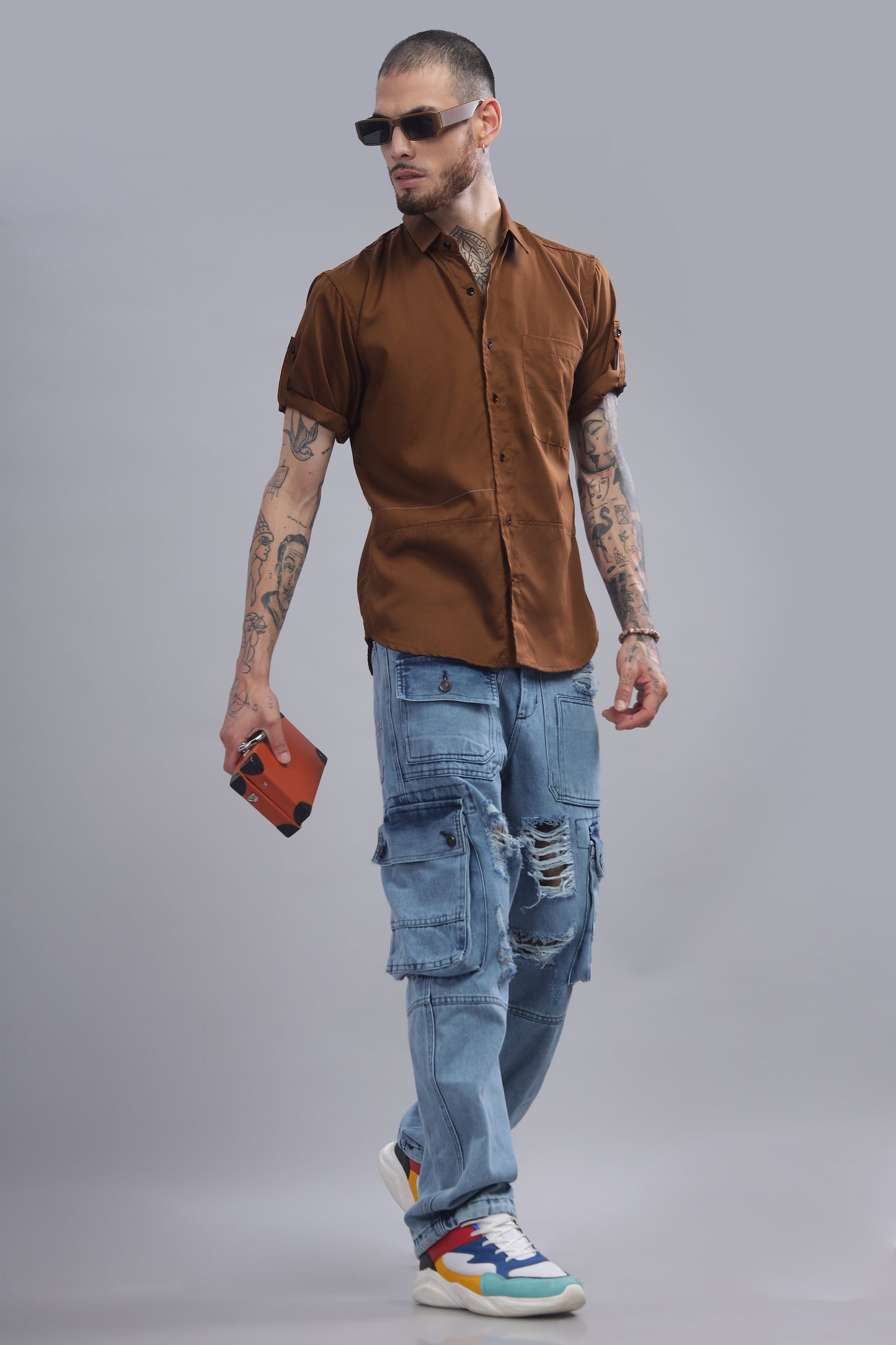 Cotton Brown Color Half Sleeve Shirt