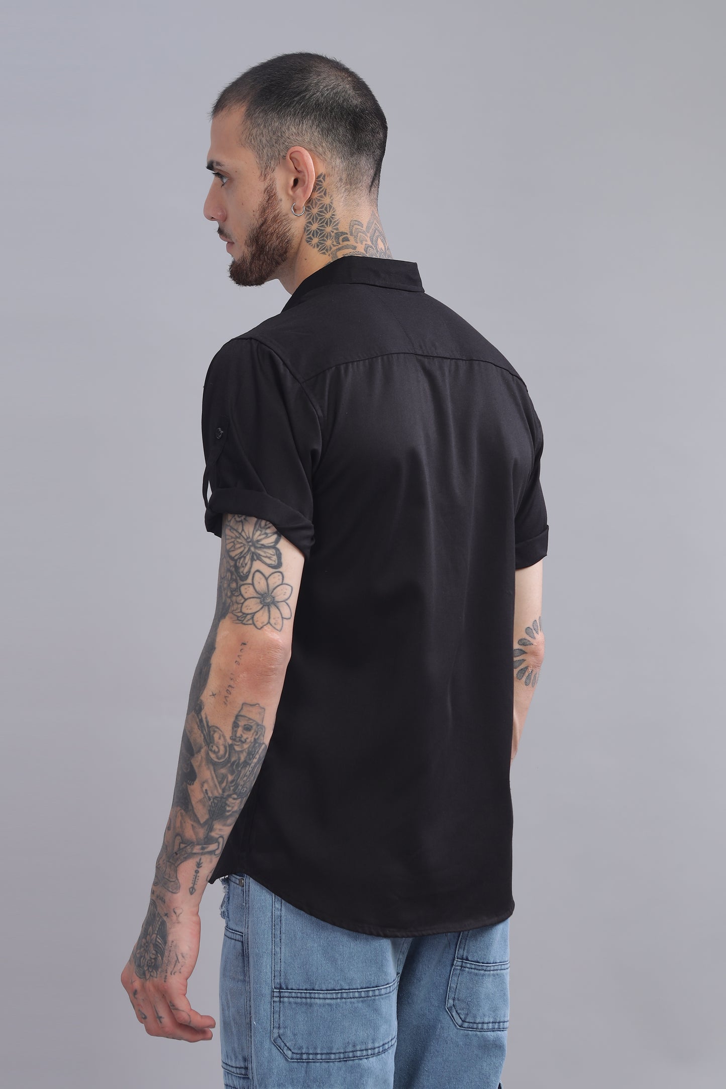 Cotton Black Color Half Sleeve Shirt