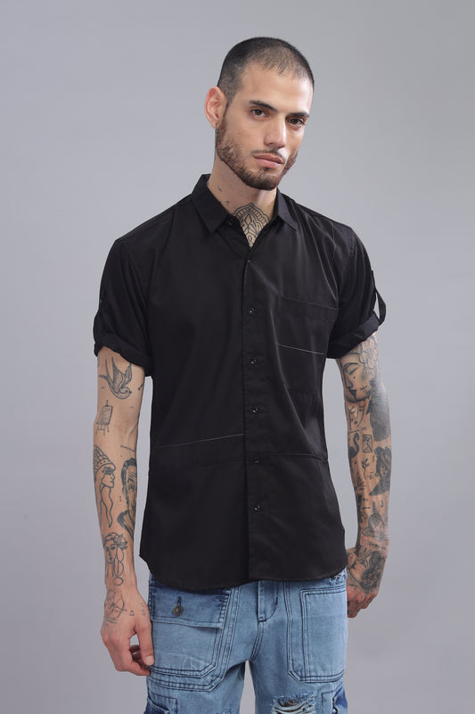 Cotton Black Color Half Sleeve Shirt