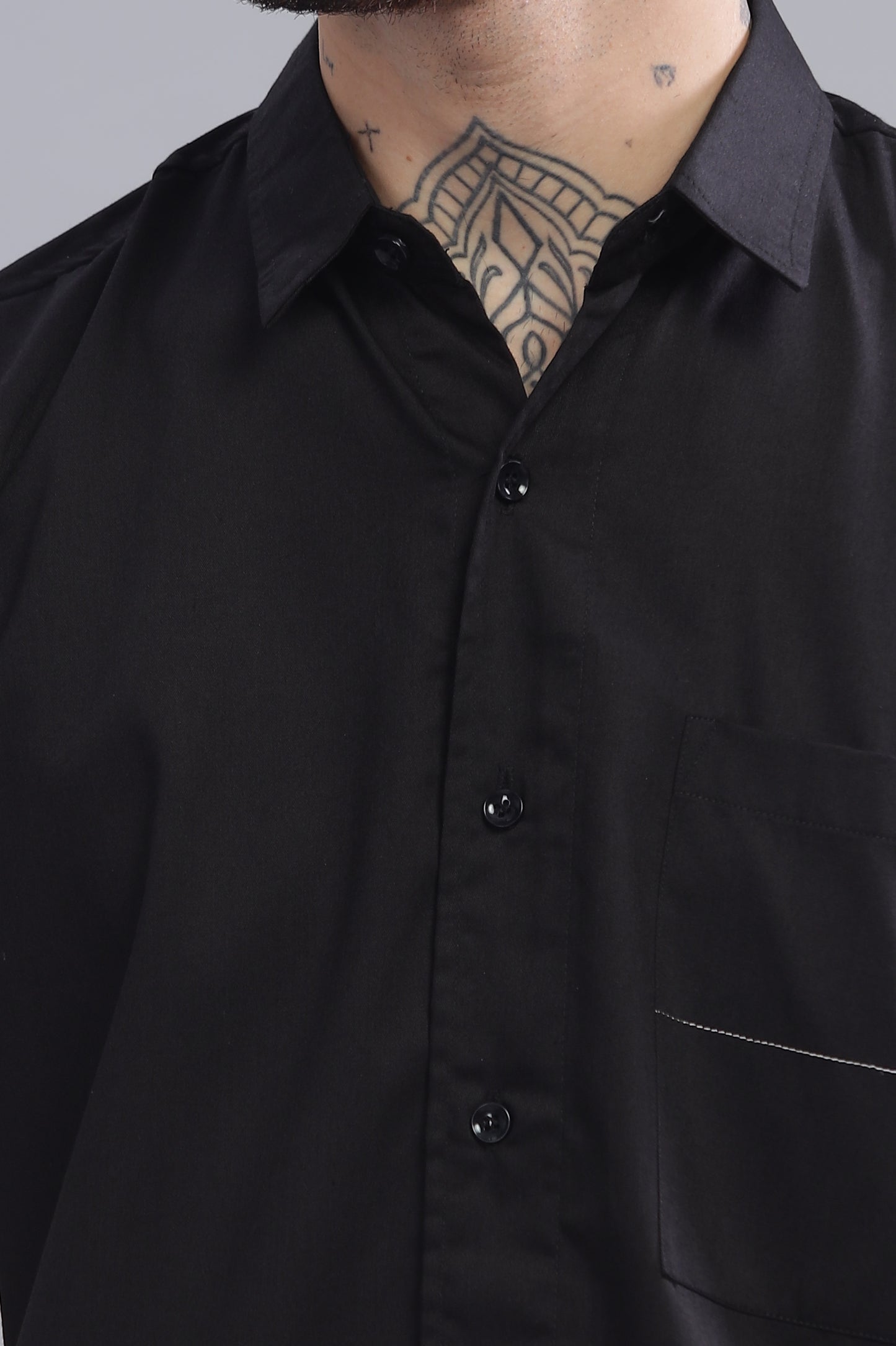 Cotton Black Color Half Sleeve Shirt