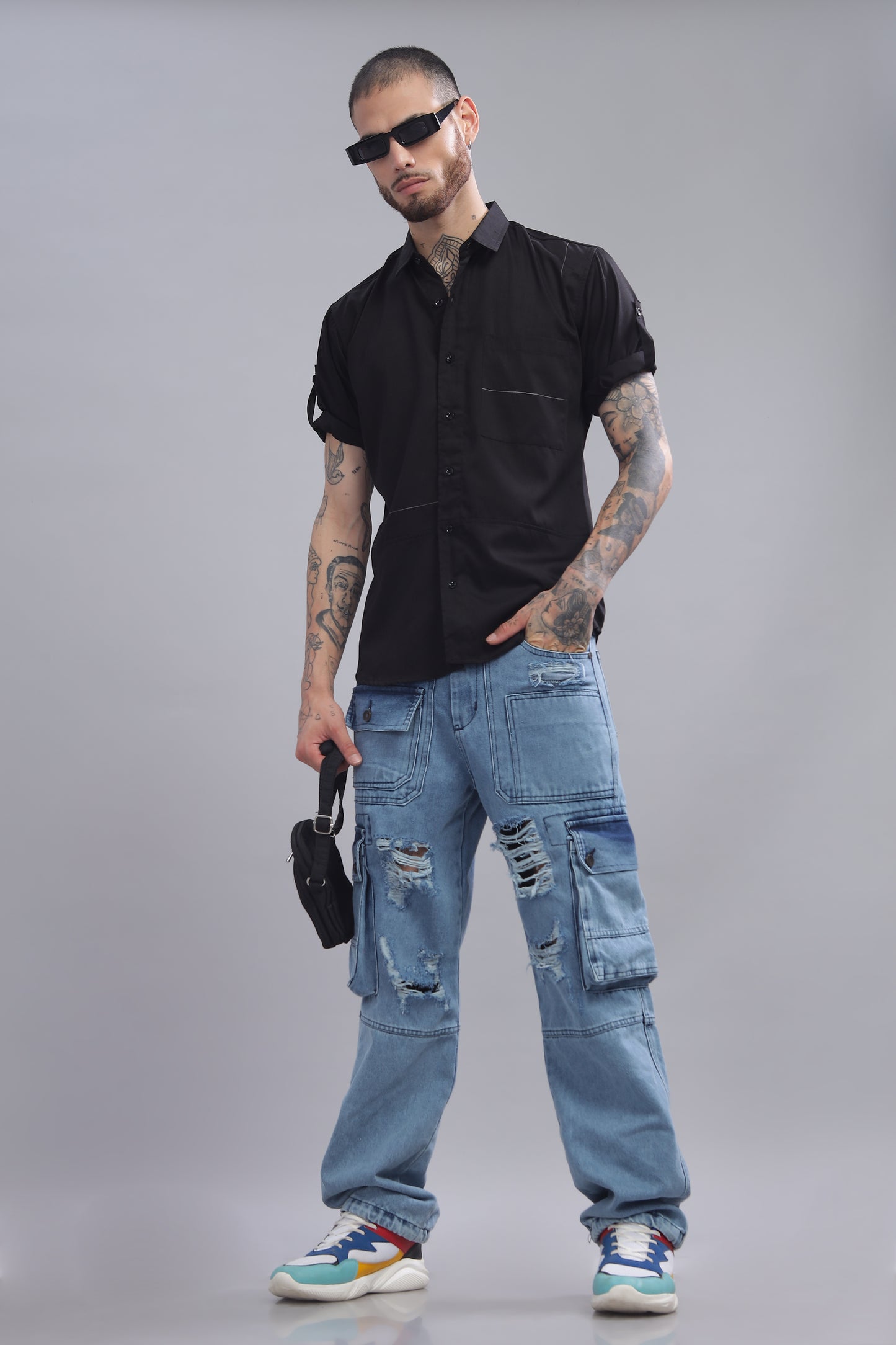 Cotton Black Color Half Sleeve Shirt