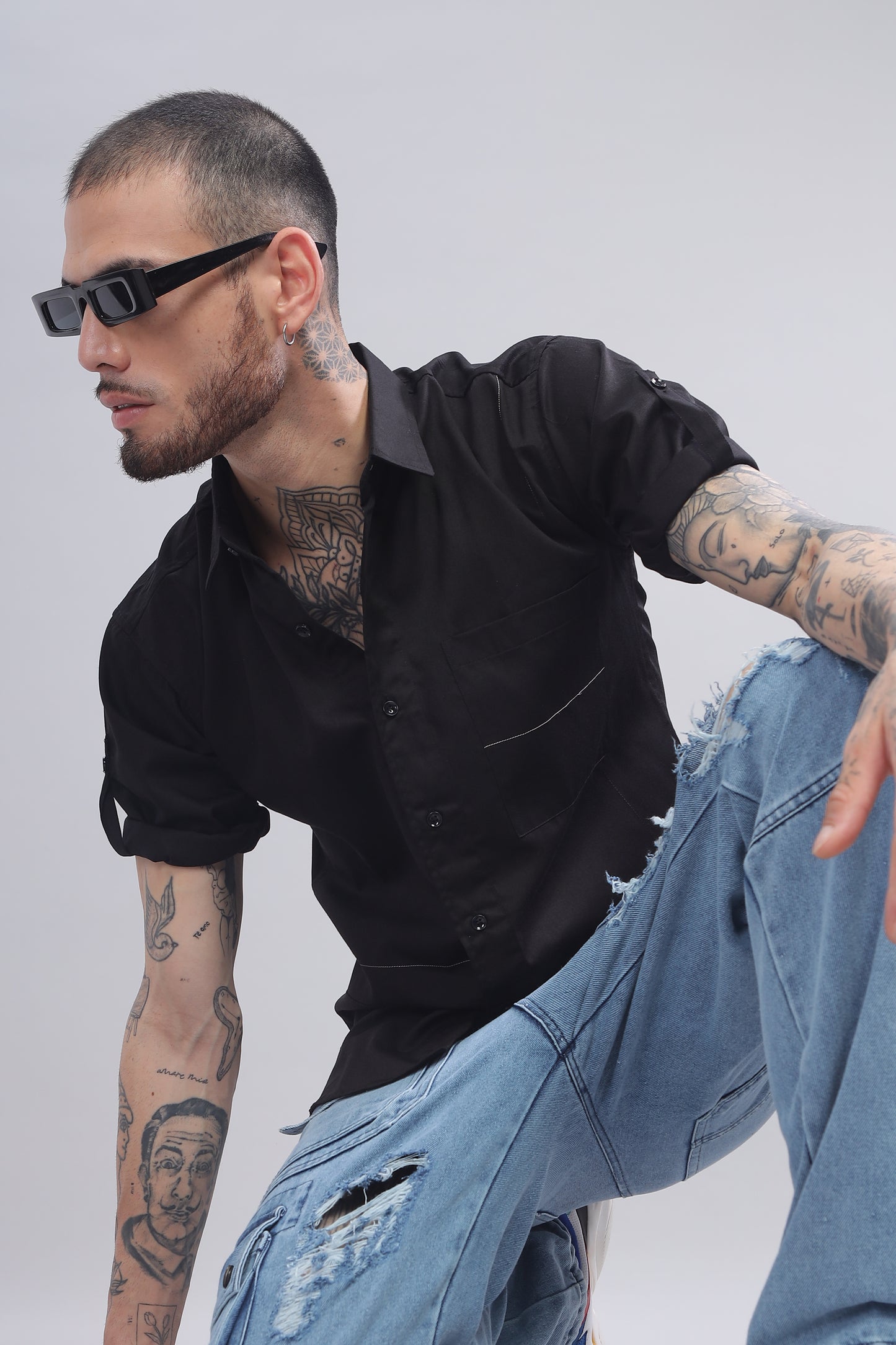Cotton Black Color Half Sleeve Shirt