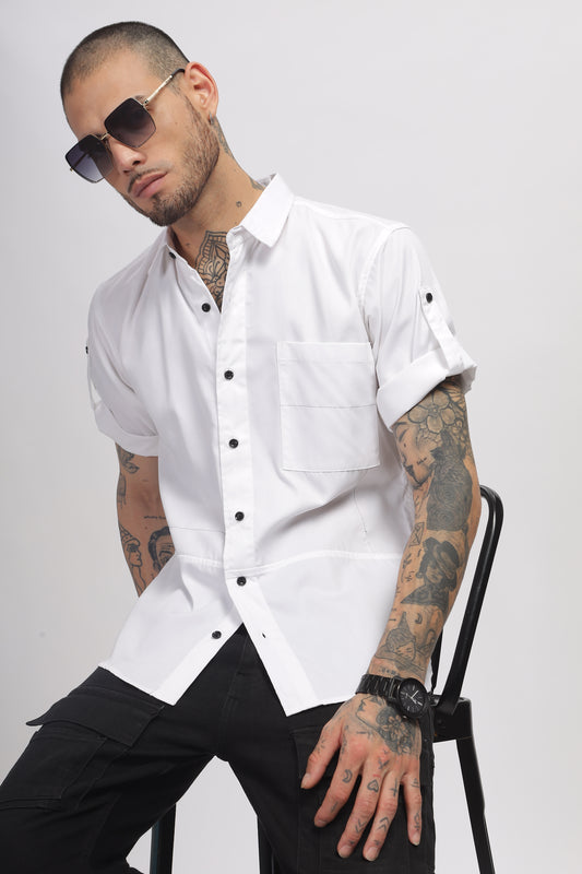 Cotton White Color Full Sleeve Shirt