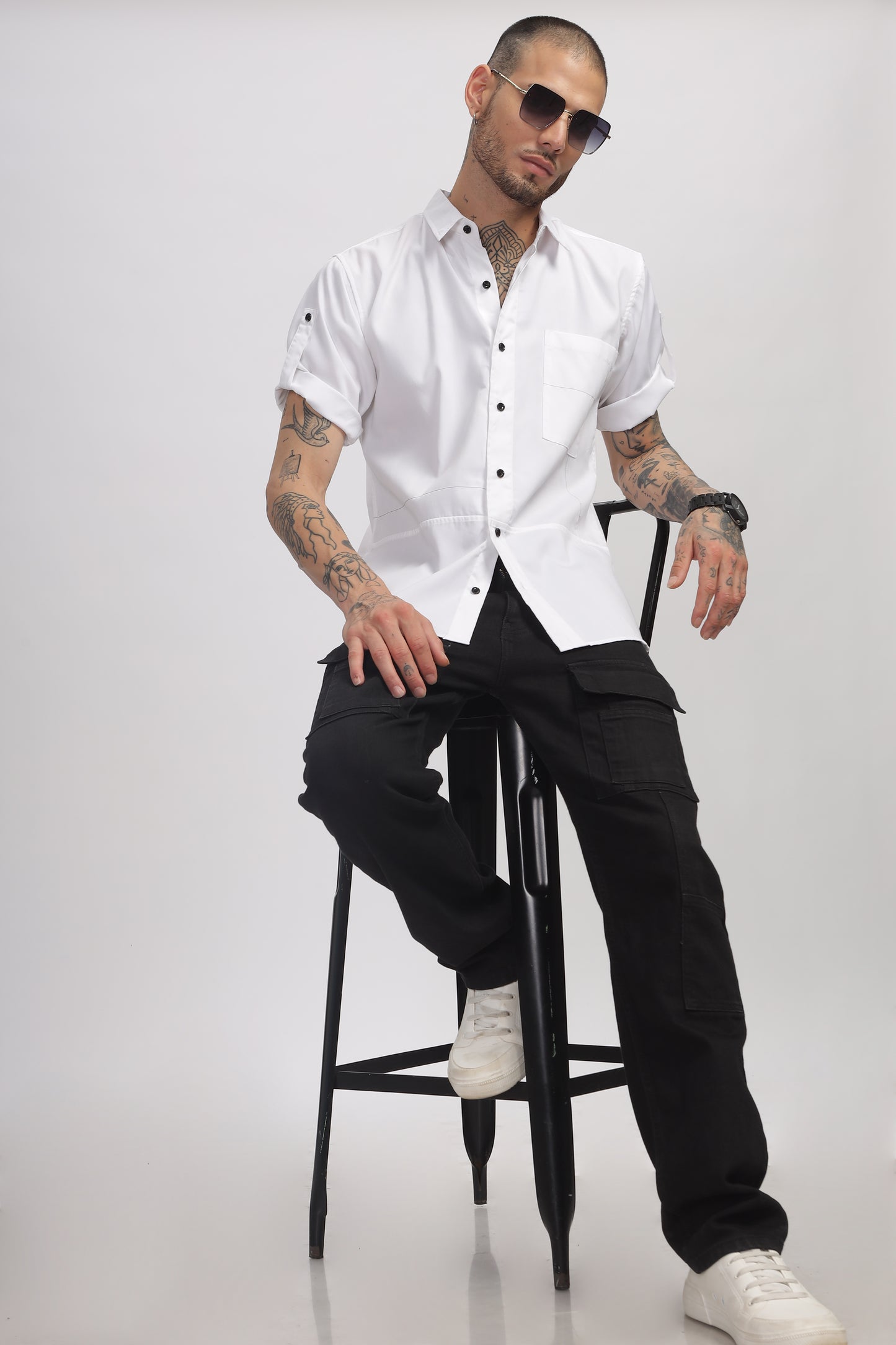 Cotton White Color Full Sleeve Shirt
