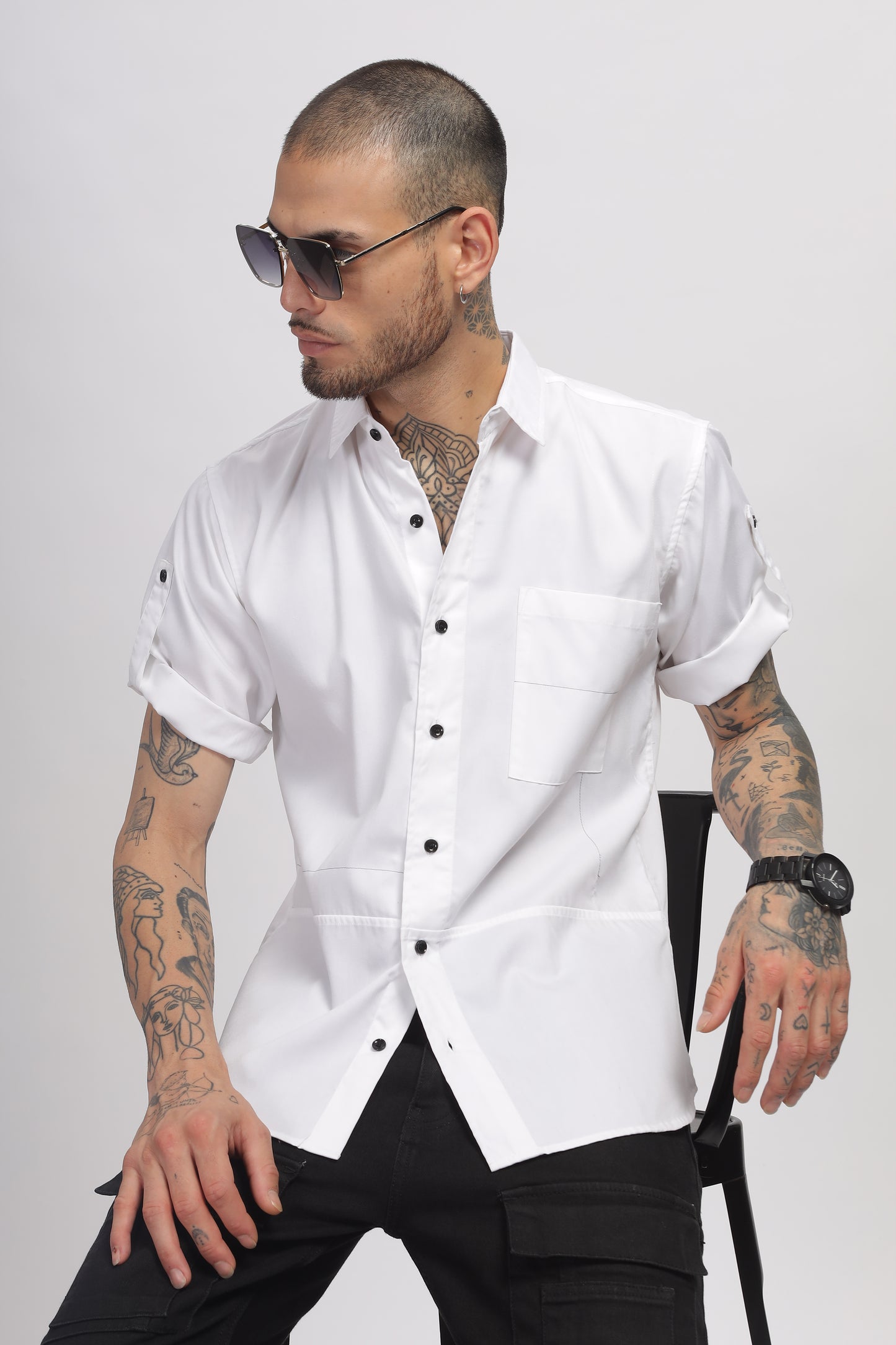Cotton White Color Full Sleeve Shirt