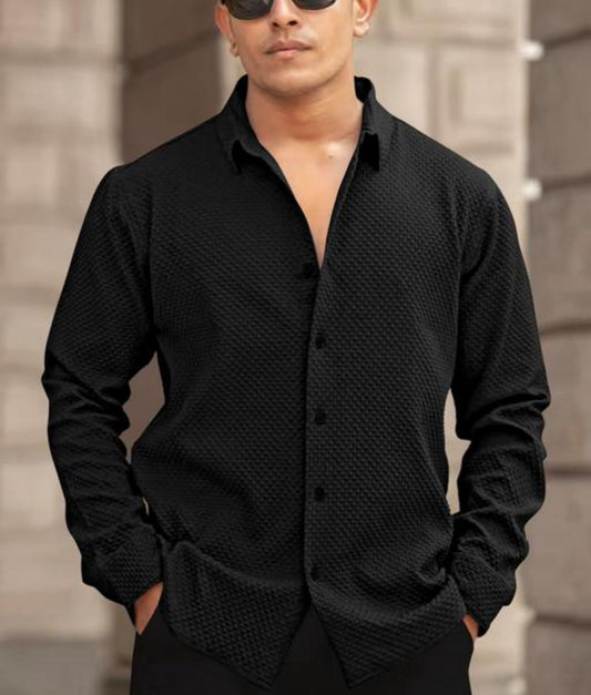 Black Color Popcorn Full Sleeve Shirt