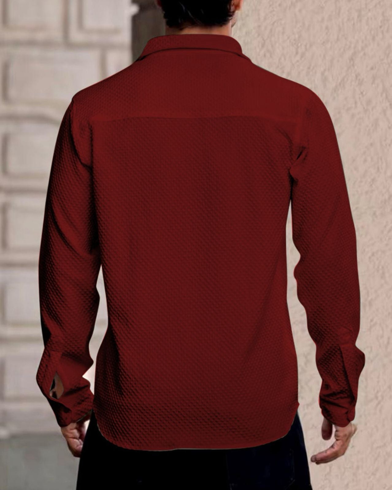 Maroon Color Popcorn Full Sleeve Shirt