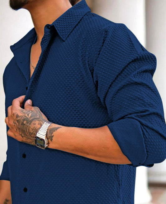 Blue Color Popcorn Full Sleeve Shirt