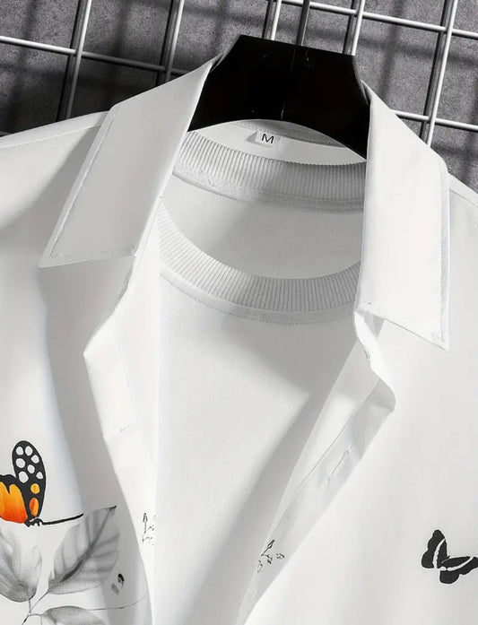 Black And White Color Lycra Half Sleeve Shirt