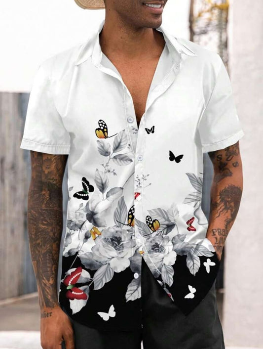 Black And White Color Lycra Half Sleeve Shirt
