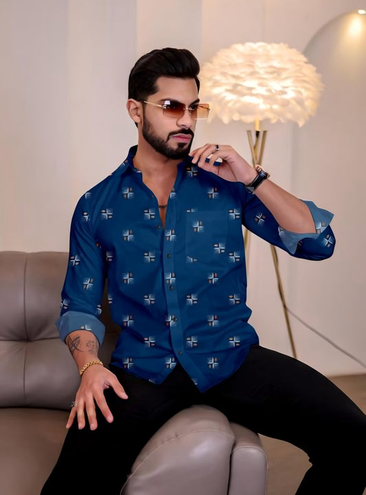 Nevy Blue Color Lycra Full Sleeve Shirt