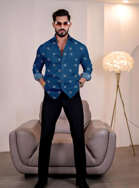 Nevy Blue Color Lycra Full Sleeve Shirt