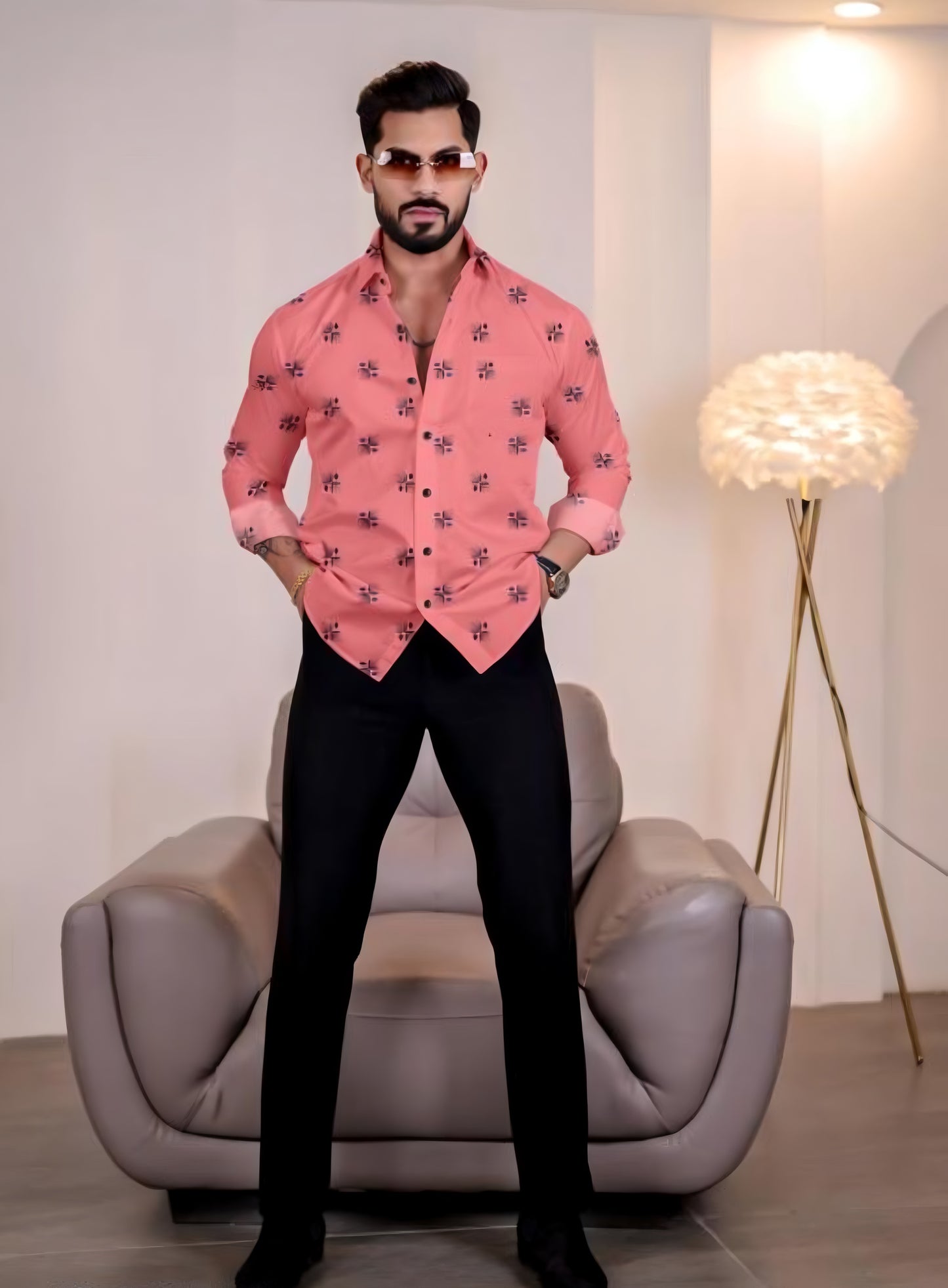 Pink Color Designed Full Sleeve Shirt