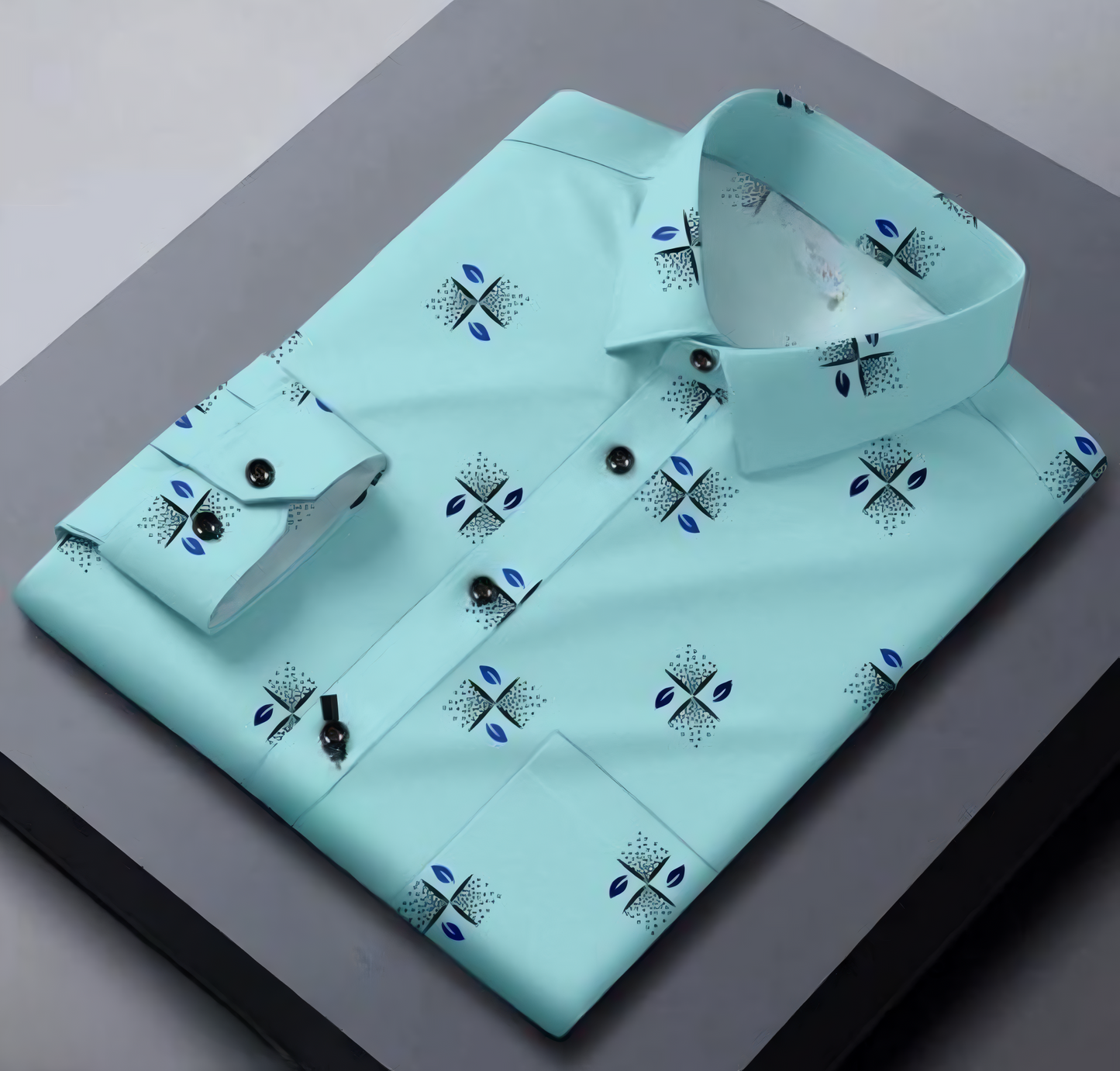 Turquoise Blue Color Lycra Full Sleeve Shirt
