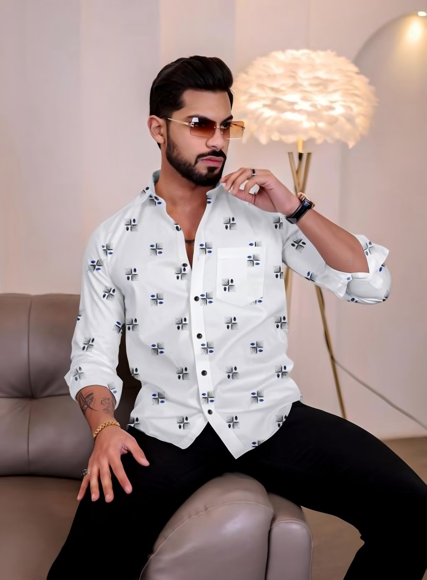 White Color Lycra Full Sleeve Shirt