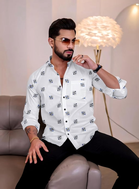 White Color Lycra Full Sleeve Shirt